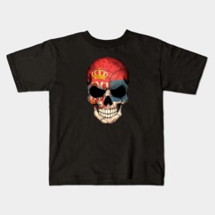 Serbian Flag Skull Kids T-Shirt